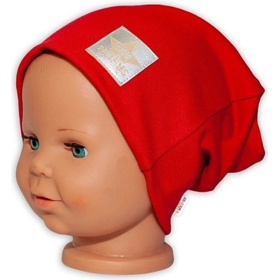 Baby Nellys dětská čepice s dvojitým lemem červená