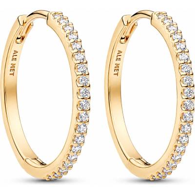 Pandora Kruhové pozlátené náušnice so zirkónmi Shine Timeless 264652C01