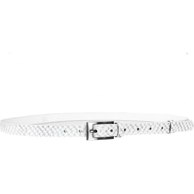 Penny Belts dámský kožený úzký pásek 184-601 bílo stříbrný