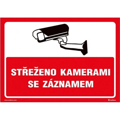 TABULE bezpečnostní - Střeženo kamerami se záznamem 04770 A5 červená