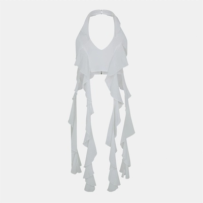 Missy Empire Halter Frill Detail Top - White