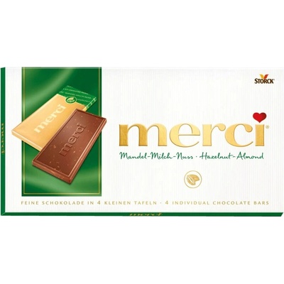 Merci Mliečna čokoláda s lieskovými orieškami a mandľami 100 g