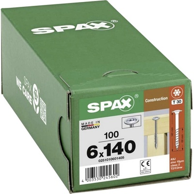 SPAX R 88193 m.Spitze/T-STAR 0251010601405 skrutka do dreva 6 mm 140 mm T-STAR plus ocel WIROX 100 ks