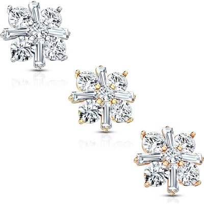 Šperky eshop ocelová náhradní hlavička do implantátu hvězda čiré zirkony rhodiovaná M18.32 měděná