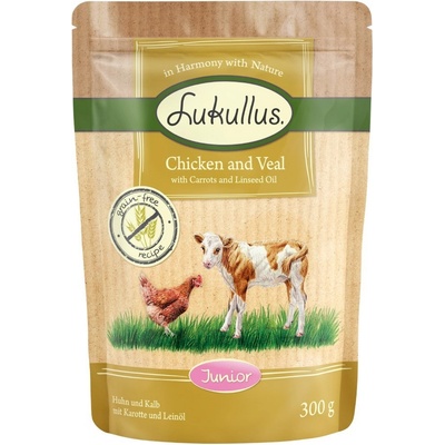 Lukullus Naturkost Junior kuracie a teľacie bez obilnín 6 x 300 g
