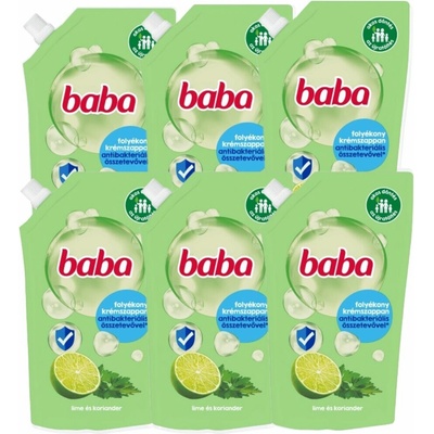 Baba tekuté krémové mydlo náplň s antibakteriálnou zložkou limetka a koriander 6 x 500 ml