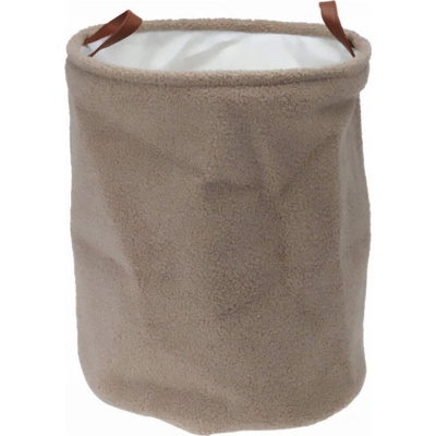 Home Styling Collection Úložný koš z materiálu boucle rukojeti z umělé kůže 38 x 50 cm šedá