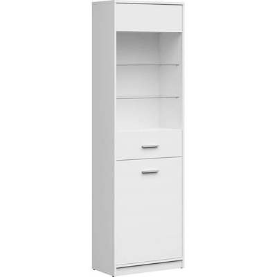 BRW Висока витрина nepo plus reg1d1w бяло