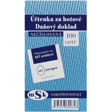 MSK 65 Účtenka za hotové daňový doklad propisující nečíslovaná