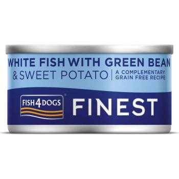Fish4dogs Finest s bílou rybou sladkými bramborami a zelenými fazolkami 85 g