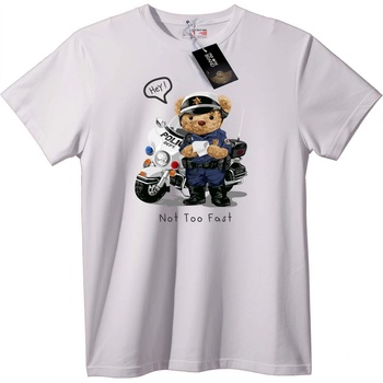 NOONEBRAND Тениска Полицейско мече - Не твърде бързо - XXS, Black