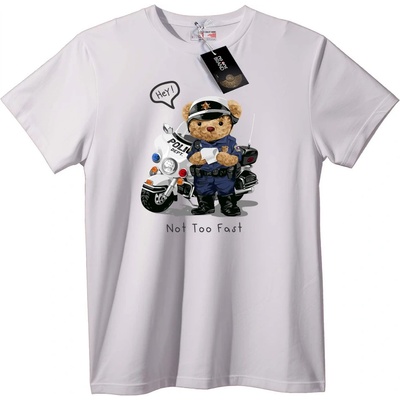 NOONEBRAND Тениска Полицейско мече - Не твърде бързо - XXS, Black