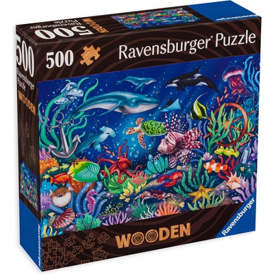 Ravensburger Дървен пъзел Ravensburger от 500 части - Морско дъно (17515)