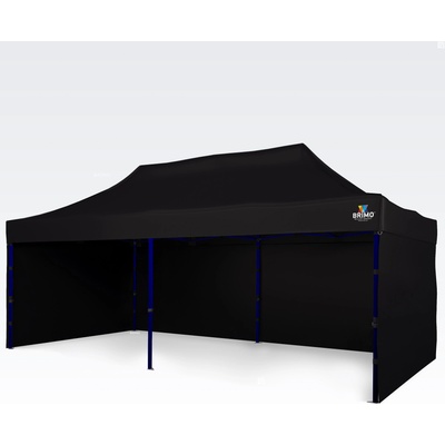 BRIMO Nůžkový párty stan 3x6m - s 3 stěnami - Černá E. Ocel