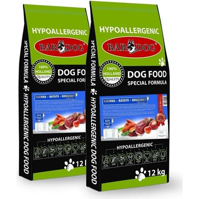 Bardog lisované Kachna Bataty Brusinky 2 x 12 kg