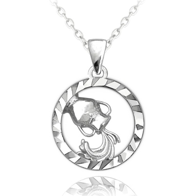 Minet Stříbrný přívěsek s řetízkem Zodiac znamení Vodnář JMAS9402SN45