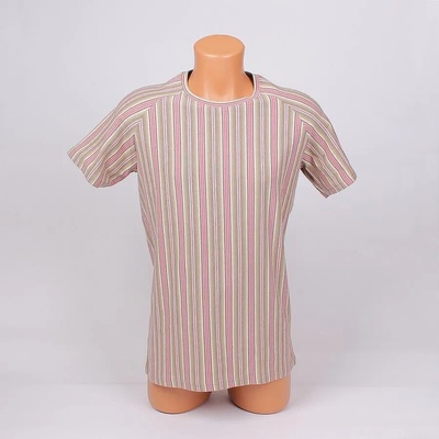 Мъжка тениска на райе в розово и кафяво