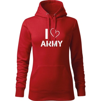 Waragod dámska mikina s kapucňou i love army červená