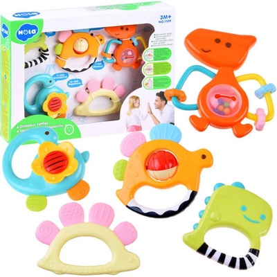 Dino HOLA Toys Sada Hrkalky hryzátka saury 5ks
