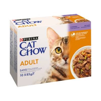 PURINA Cat Chow Krmivo pro dospělé kočky s jehněčím masem a zelenými fazolkami v želé 10x85 g