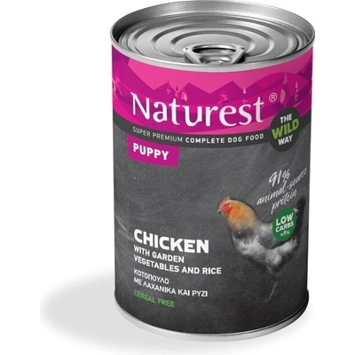 Naturest Puppy Chicken with Garden Vegetables and Rice консерва за куче 400gr