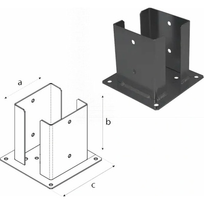 Domax PSPD zaskrutkovacia pätka stĺpika so štvorcovou základňou 150 x 150 100 - 102 x 150 x 180 x 2.5 mm