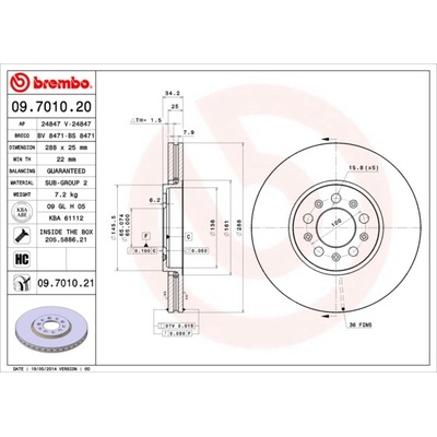 BREMBO Brzdový kotouč 09.7010.21