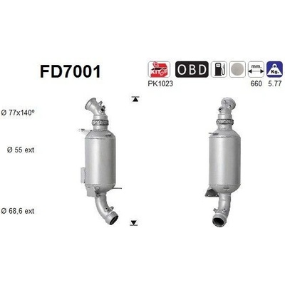 Filter sadzí/pevných častíc výfukového systému AS FD7001