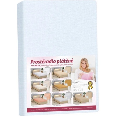 Bellatex plátěné prostěradlo s gumou světle modré 90x200