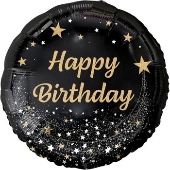GoDan Фолиев Балон "Happy Birthday" с Черен Фон