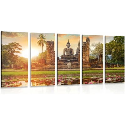 5-dielny obraz socha Budhu v parku Sukhothai