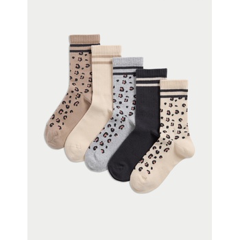 Marks & Spencer Ребрести чорапи с висок процент памук, комплект 5 чифта (6 малки - 7 големи) Marks & Spencer в многоцветно Marks & Spencer | Mnogotsveten | Момичешки | 8+-12