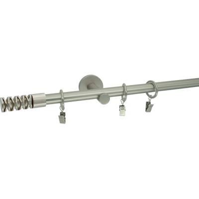 Kovovégarnýže Garnýž Jewel modern 19 mm matný nikl Jednořadá prodloužená 180 cm Bez kroužků (na tunýlek)