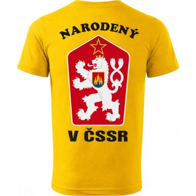 Narodený v ČSSR retro tričko s československým levom žltá
