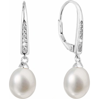 Evolution Group Pôvabné strieborné náušnice s pravými riečnymi perlami 21059.1