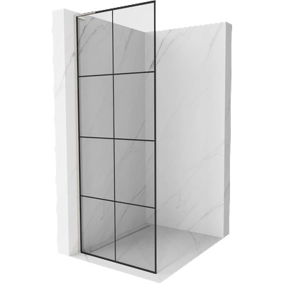 Mexen Kioto L преграда за душ Walk-in 80 x 200 см, черна решетка, матиран никел - 800-080-103-97-77 (800-080-103-97-77)
