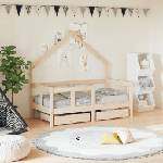 vidaXL Рамка за детско легло с чекмеджета, 70x140 см, бор масив (834540)