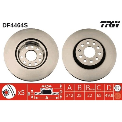 Brzdový kotúč TRW DF4464S