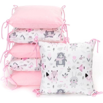 T tomi Vankúšikový mantinel Velvet + vankúšik mráčik Pink bears