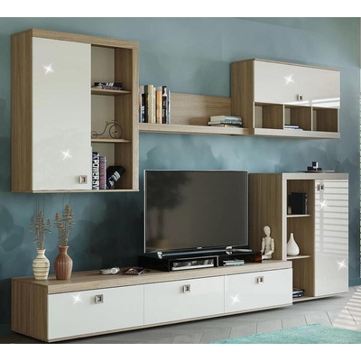 Холна секция Domino L345 дъб хавана и кашмир супер гланц