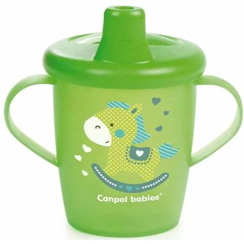 Canpol Неразливаща се чаша с твърд накрайник Canpol - Toys, 250 ml, зелена (31/200_gre)