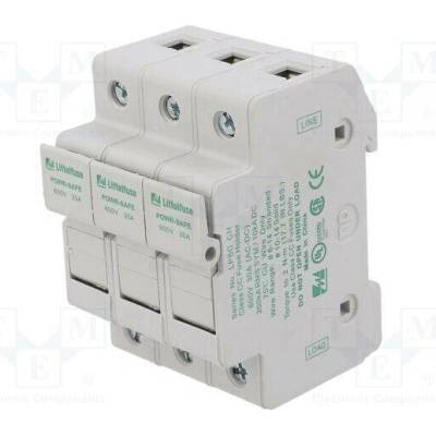 LITTELFUSE LPSC0003Z Zásuvka; 10,3x38mm; na přípojnici DIN; 30A; 600V; Póly: 3; bilá