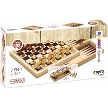 Šachová sada Cayro 648 stolní hra 3 v 1 šachy + dáma + vrhcáby dřevěná