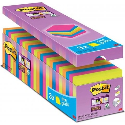 POST-IT Bločky Post-it Super Sticky neónová 76x76 zvýhodnené balenie (MM654024)