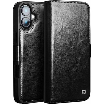 Qialino Кожен Калъф за iPhone 16, Qialino Book Case, Черен (5966011150561)