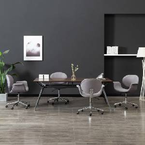 vidaXL Въртящи се трапезни столове, 4 бр, сиви, текстил (3054867)