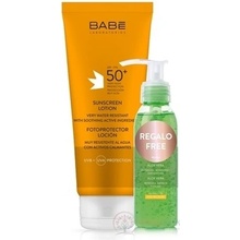 BABÉ SLUNCE Mléko na opalování + Aloe vera gel (Sunscren Lotion) s ochranným faktorem SPF 50+ 200 ml : gel 90 ml,