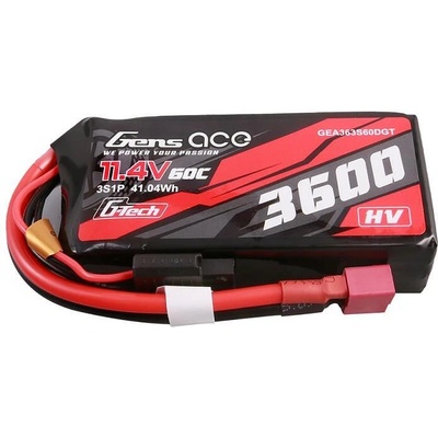 Gens ace tattu Батерия Gens ace G-Tech 3600mAh 11.4V 3S1P 60C High Voltage Lipo Battery Pack with T-plug GEA363S60DGT (GEA363S60DGT)