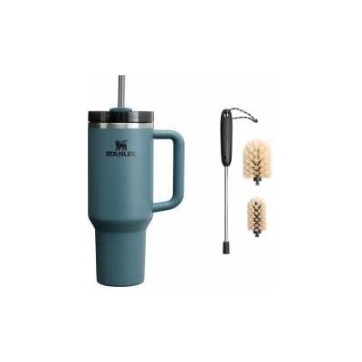 STANLEY 1913 Quencher H2.0 Flowstate Drinking Bottle with Straw 1.2L - Thermo Mug Cools 11 Hours - 48 Hours Ice Cooled - With Cleaning Brush - Blue Spruce - 100000112460