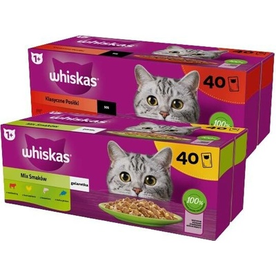 WHISKAS Adult sáčky 40 x 85 g Classic Meals + Whiskas výběrové menu v želé 40 x 85 g
